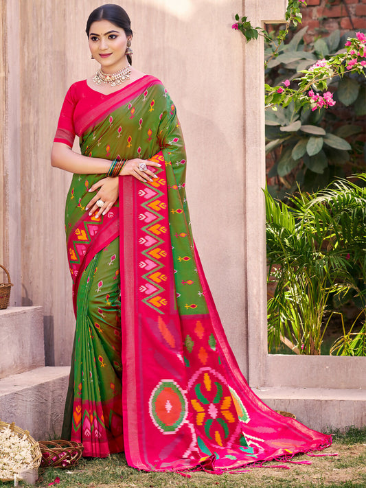 Shree Shyam Fashion Mehandi Pochampally Silk Saree