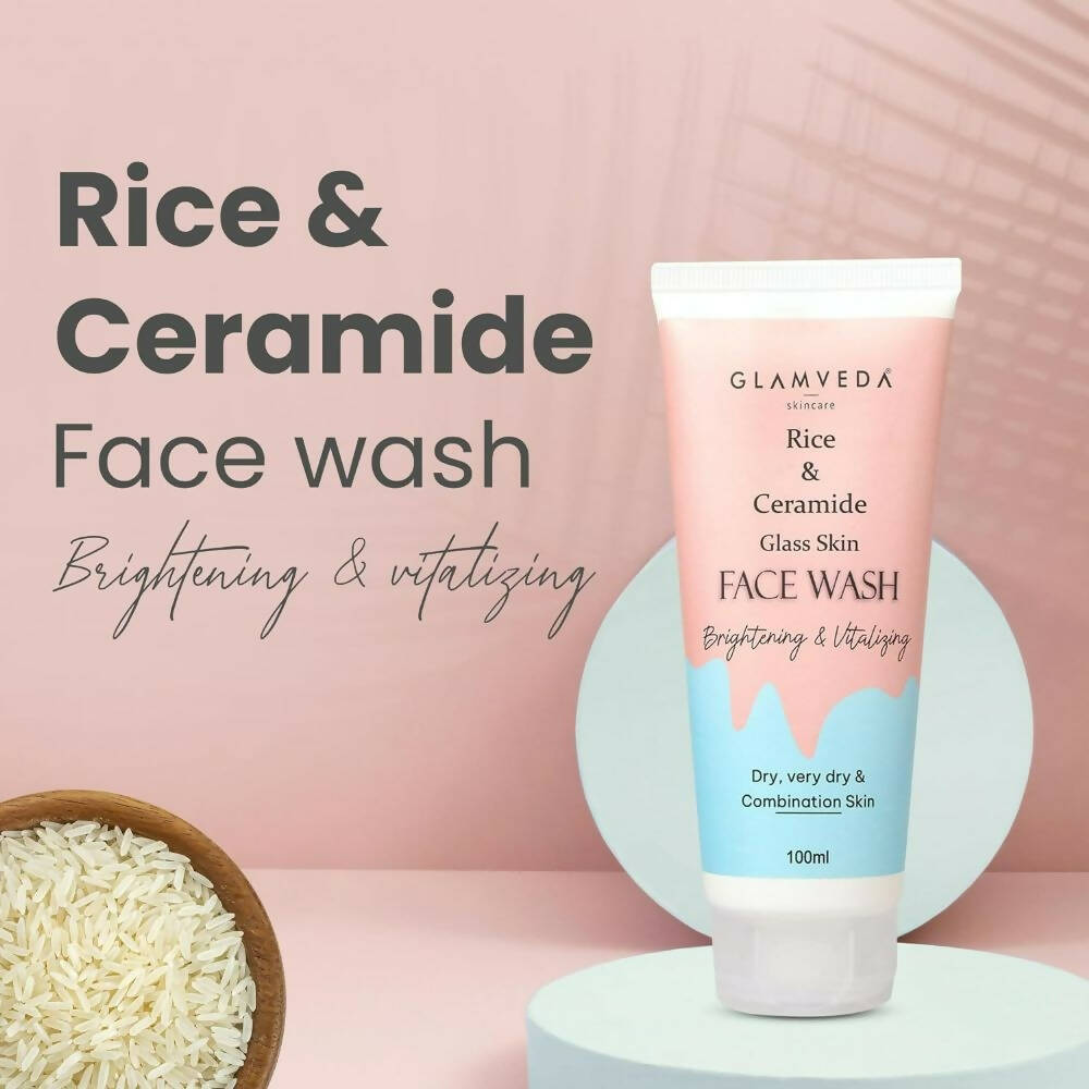 Glamveda Rice & Ceramide Glass Skin Face Wash - Grab2buy