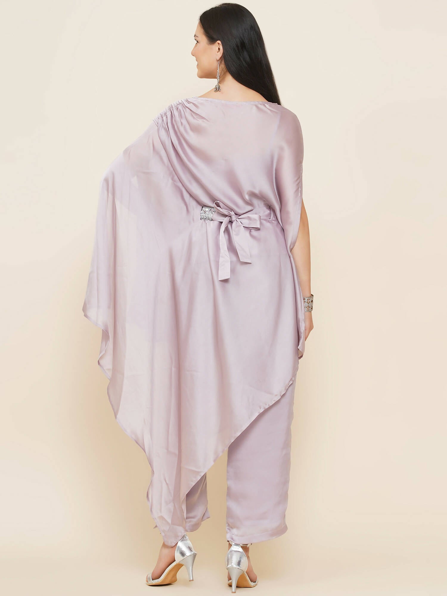 Women Republic Lavender Georgette Assymetical Kurta With Palazzo - Grab2buy