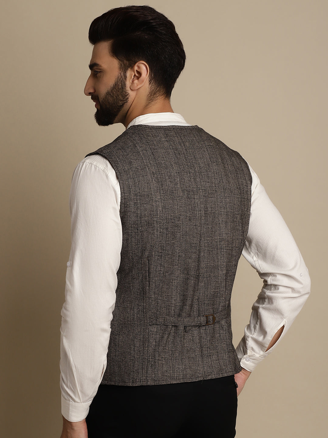Even Apparels Men's Brown Double Breast Waistcoat - Grab2buy