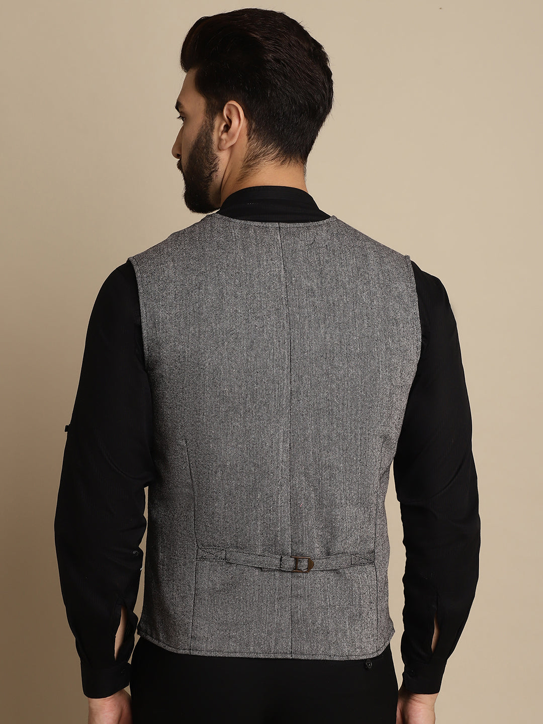 Even Apparels Men's Black Woolen Waistcoat with welt pockets - Grab2buy
