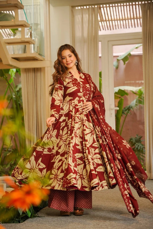 Yash Enterprise Red Muslin Cotton Silk Party Wear Embroidery Suit Set Grab2Buy Yash Enterprise Grab2Buy