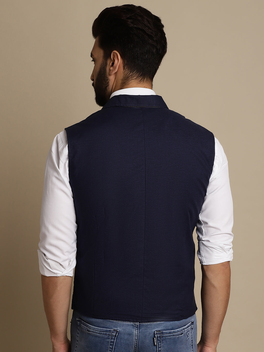 Even Apparels Men's Blue Waistcoat with Notched Lapel - Grab2buy