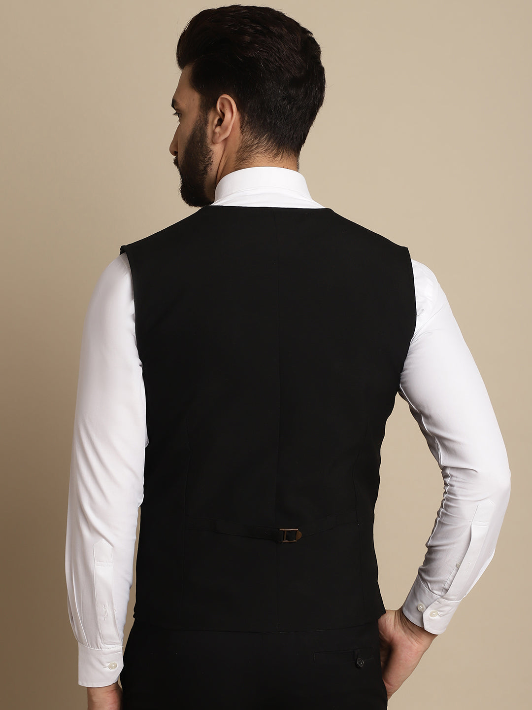 Even Apparels Men's Black Double Breast Waistcoat - Grab2buy