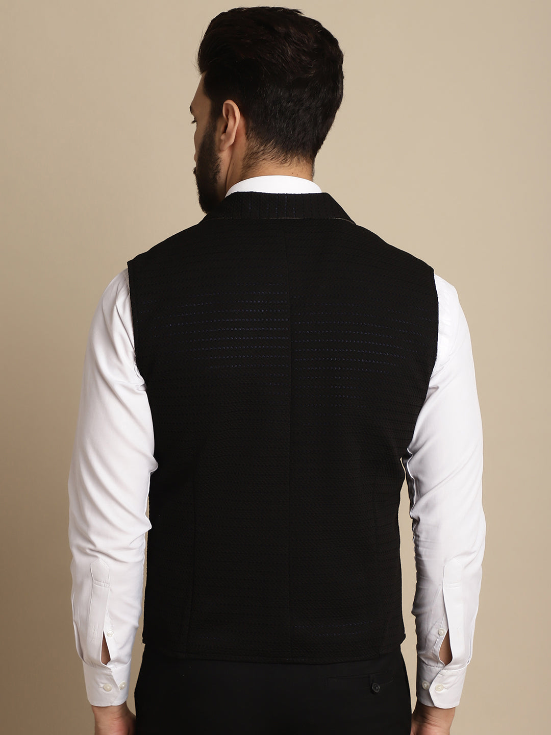 Even Apparels Men's Black Waistcoat with Notched Lapel - Grab2buy