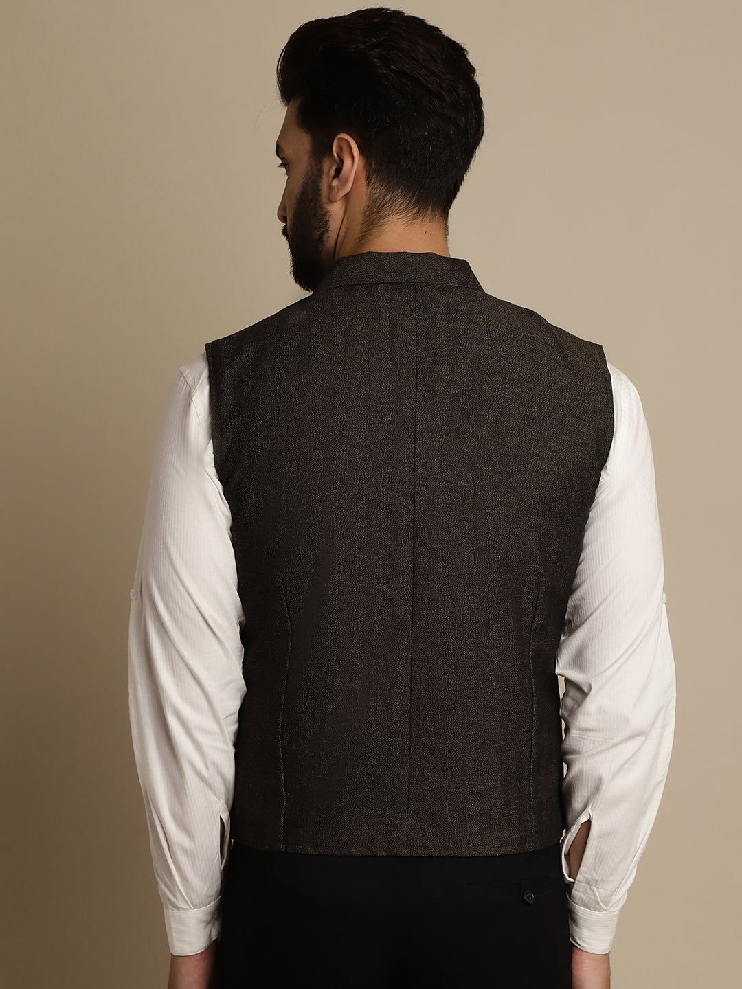 Even Apparels Men's Brown Wool Waistcoat with Notched Lapel - Grab2buy