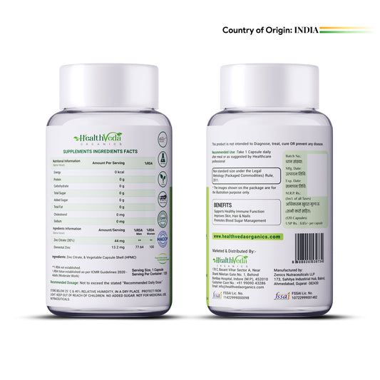 Health Veda Organics Zinc Citrate Veg Capsules