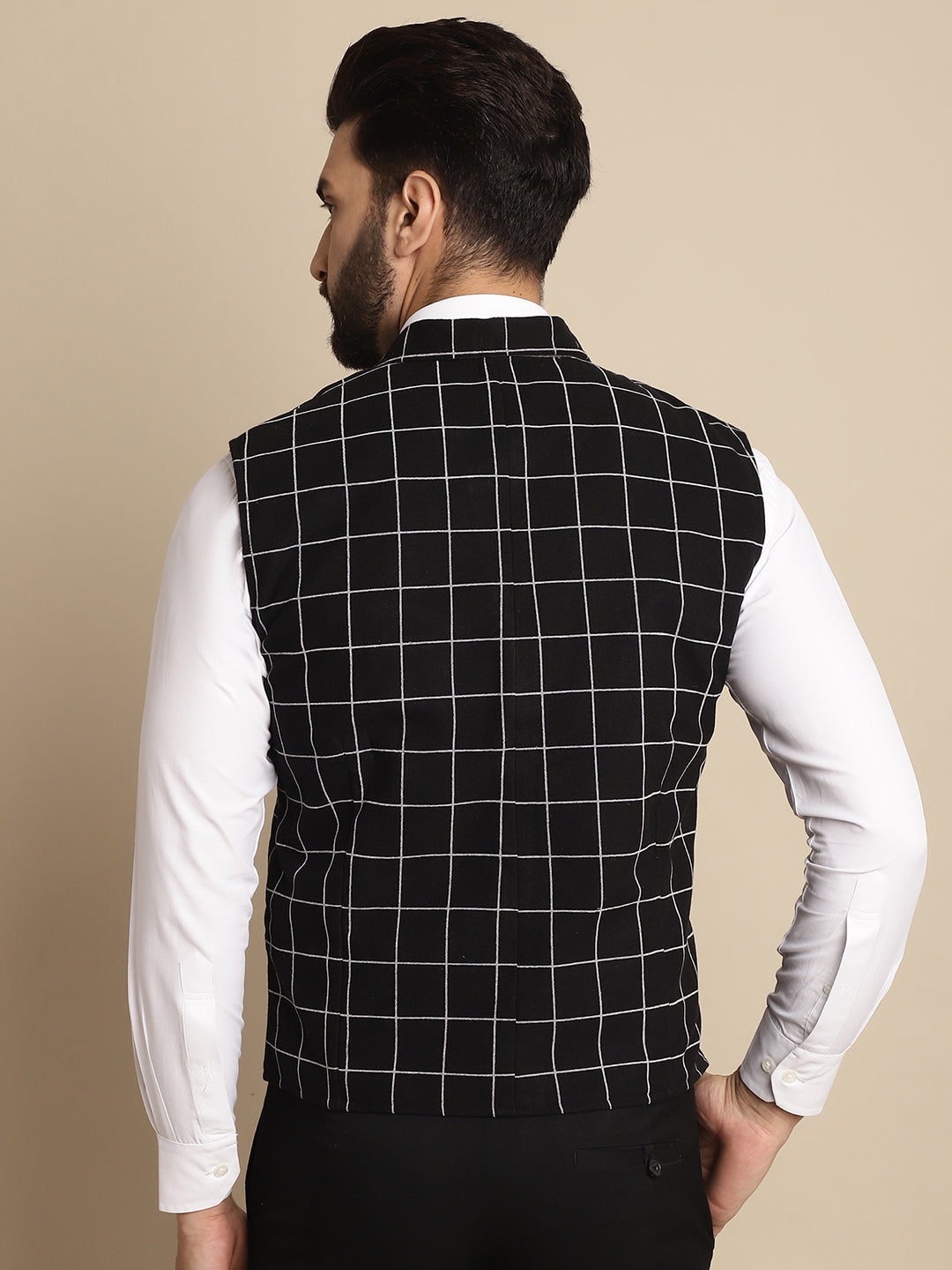 Even Apparels Men's Black Wool Waistcoat with Notched Lapel - Grab2buy