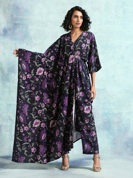 trueBrowns Black Printed Velvet Shawl - Grab2buy