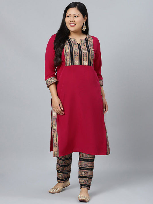 Sztori Printed Notch Neck Regular Kurta with Trousers