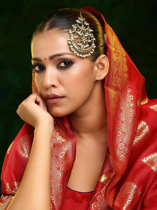 Ruby Raang 22k Gold Polished Kundan Passa | Swadesiicart