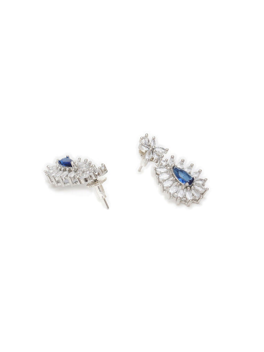Long kundan earring (Blue) - Ruby Raang - Grab2buy