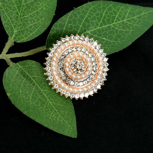 Mominos Fashion Joharkamal Gold-Polished Stone Studded Adjustable Finger Ring - Design 05