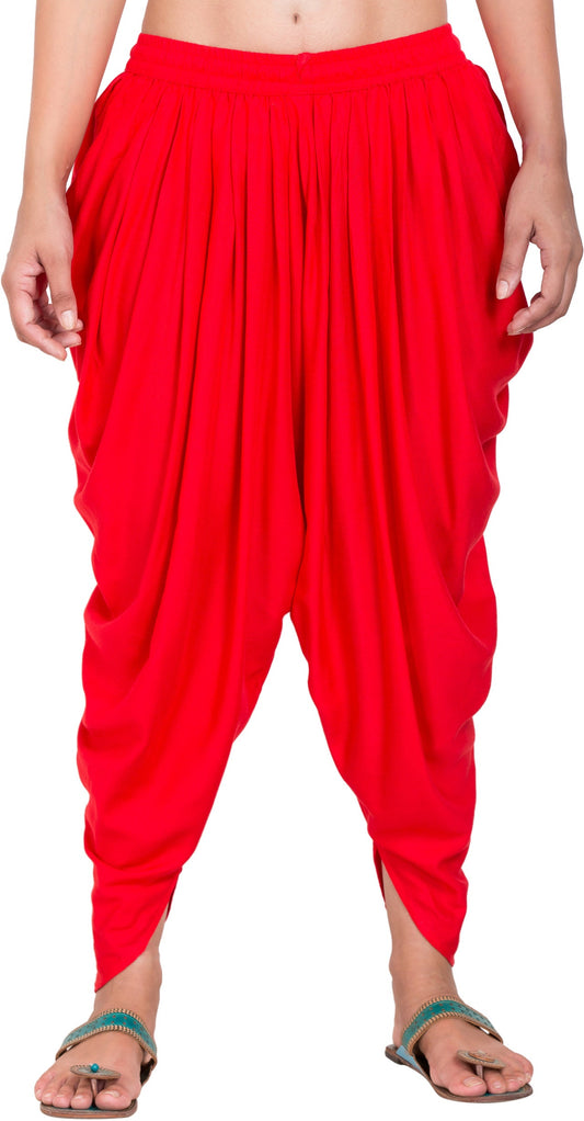 PAVONINE Red Color Solid Beetel Rayon Fabric Patiala For Women & Girls