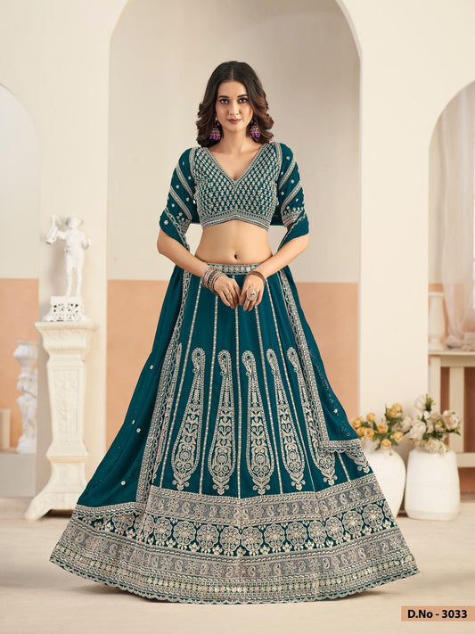 Anaita Teal Green Faux Georgette Lehenga Choli With Sequence Work