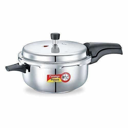 Prestige Deluxe Alpha Stainless Steel Deep Pan Pressure Cooker, 5 Litres, Silver - Grab2buy