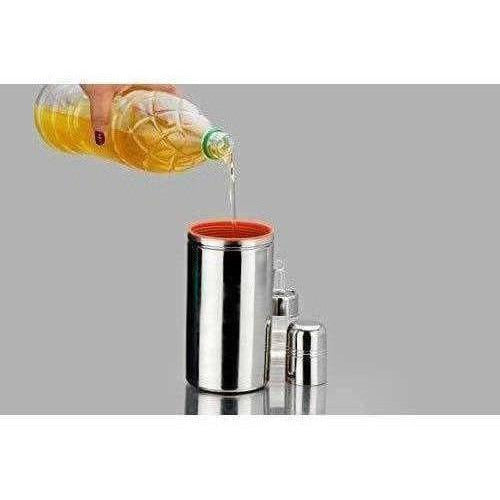 Nirlon Stainless Steel Oil Pot, 1 Litre, Silver - Grab2buy
