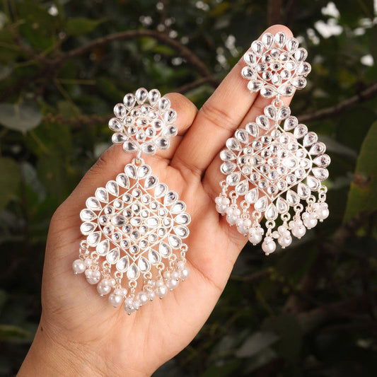 Tehzeeb Creations Gold-Polished Traditional Dangle Earrings