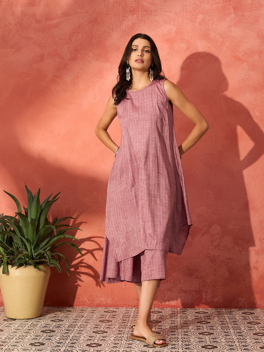 InWeave Wine Lurex Short Palazzo Kurta Set | Grab2Buy