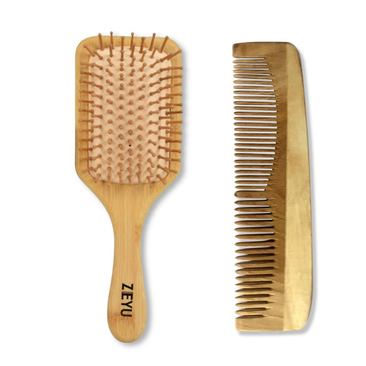 ZEYU Wooden Hair Brush And Wooden Comb With Bamboo Bristles Grab2Buy ZEYU Grab2Buy