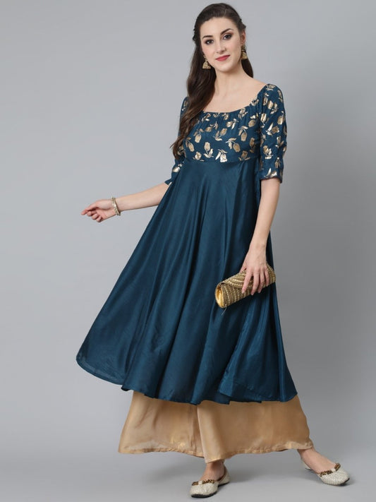 Aks Floral Yoke Design Anarkali Kurta