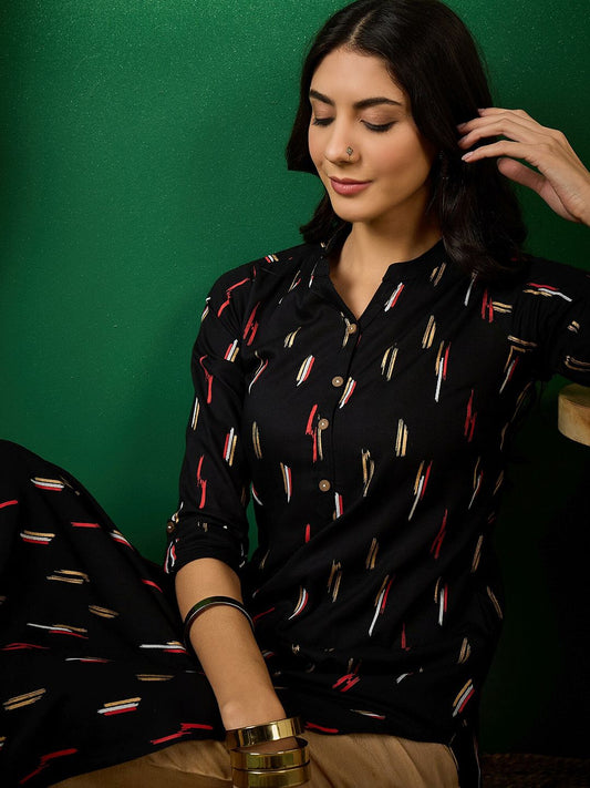 Sangria Abstract Printed Pure Cotton Straight Kurta | Grab2Buy
