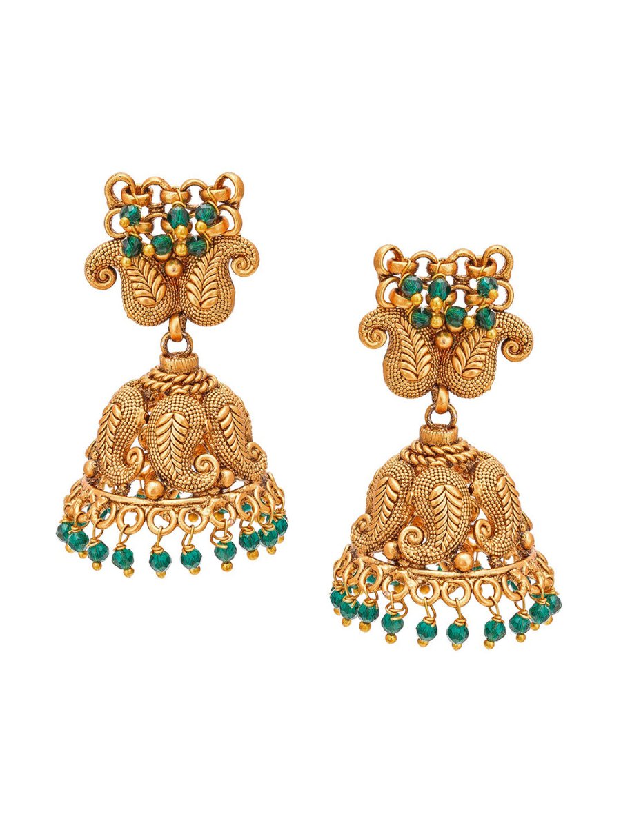Aadita Gold-Plated Green Pearls Beaded Choker Jewellery Set - Grab2buy
