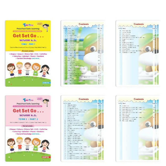 Tiny Tots Get Set Go Preschool Learning Senior KG Books Set of 4| Term wise Education Books| Ages 5-6 Years Grab2Buy Sheth Books Grab2Buy
