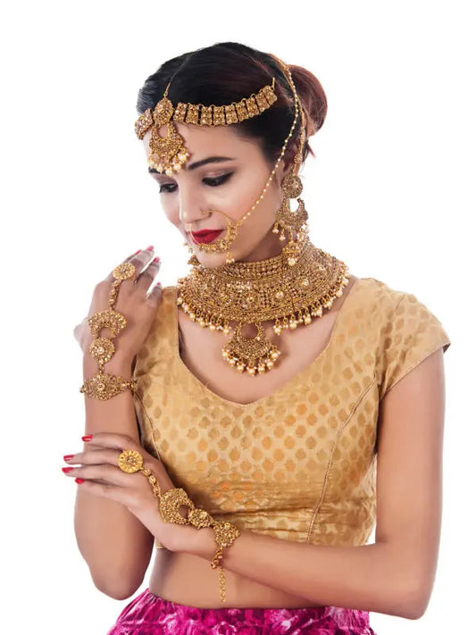 Tehzeeb Creations Traditional Stone Bridal Set 7 Pcs. For Girls & Women | Grab2Buy