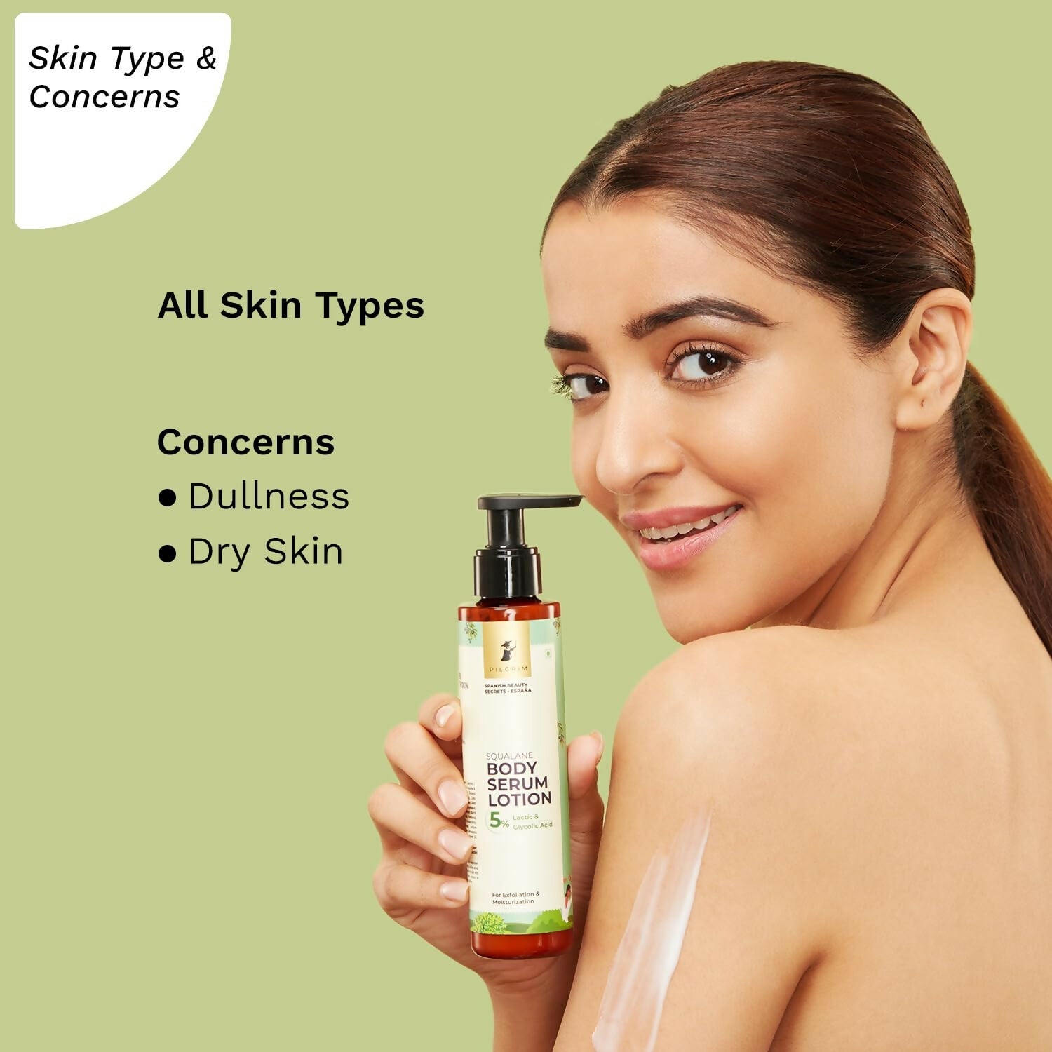 Pilgrim 5% Lactic & Glycolic Acid Body Serum Lotion For Exfoliation & Moisturization, For Rough Patches On Elbows & Knees - Grab2buy