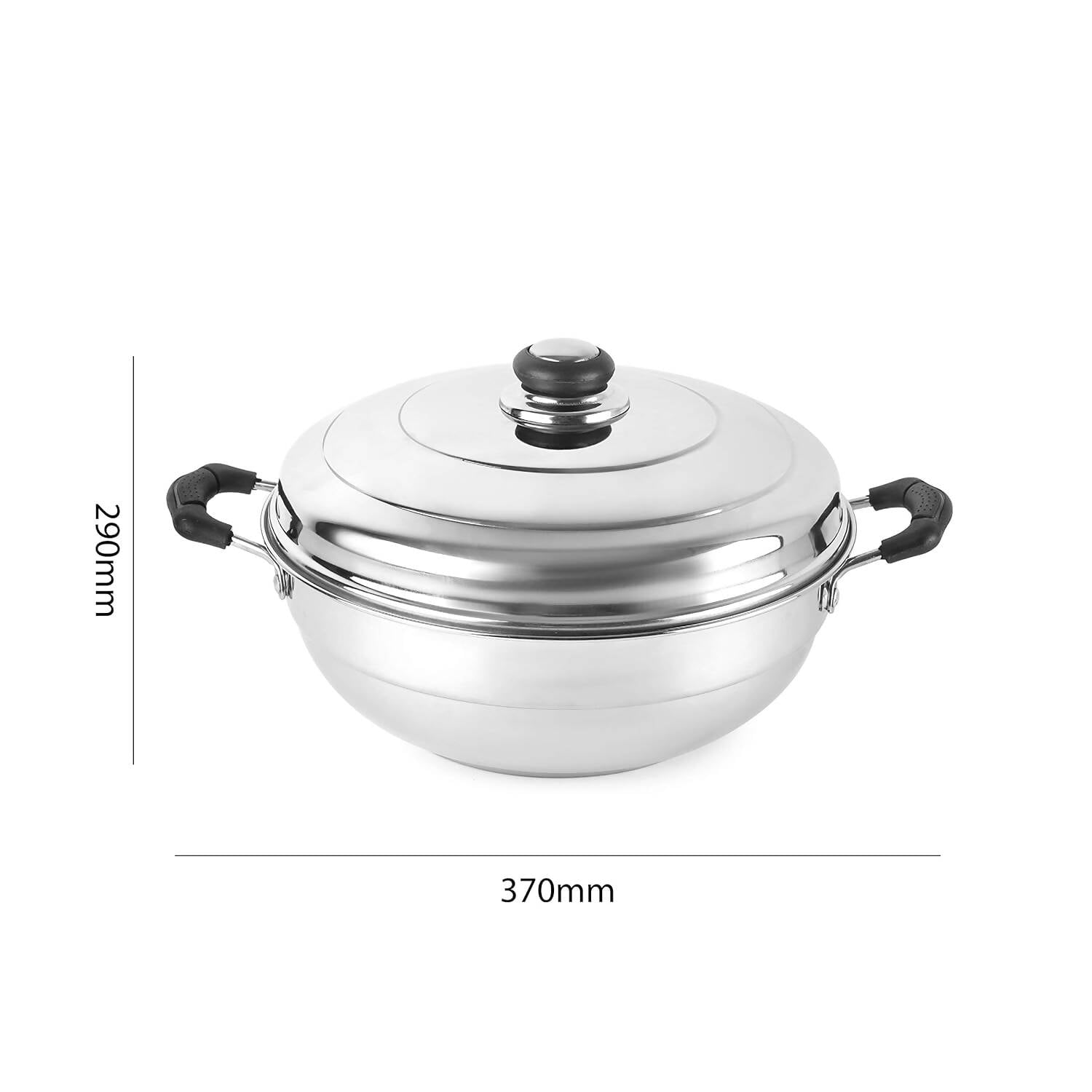 Cello Stainless Steel Induction Base Idli Cooker (Idly Maker) And Multi Kadhai With 6 Plates - Grab2buy