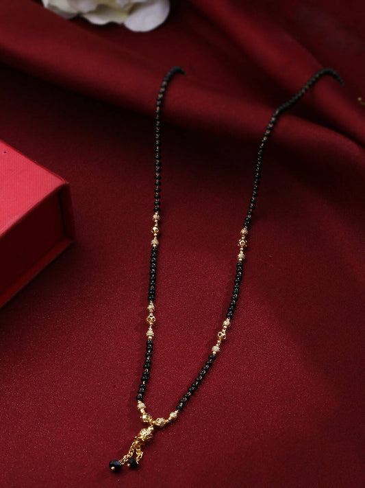 NVR Women Ethnic Gold-Polished Beaded Mangalsutra