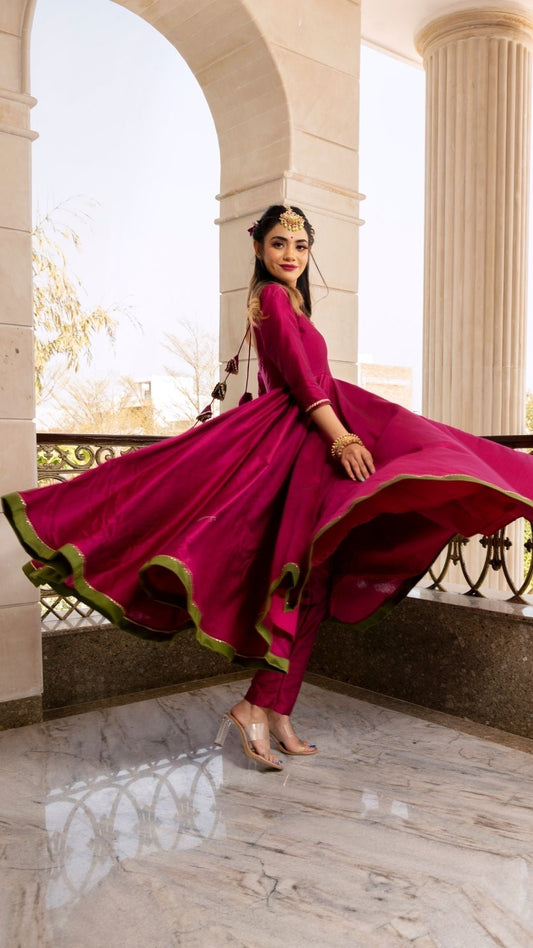 Pomcha Jaipur Magenta Lilly Anarkali Set