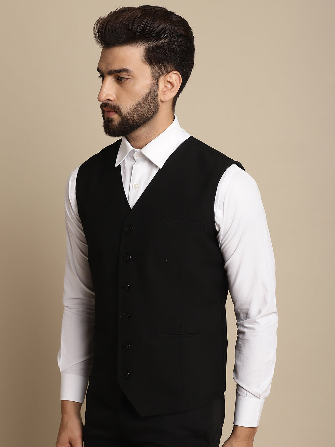 Even Apparels Men's Black Waistcoat with welt pockets - Grab2buy