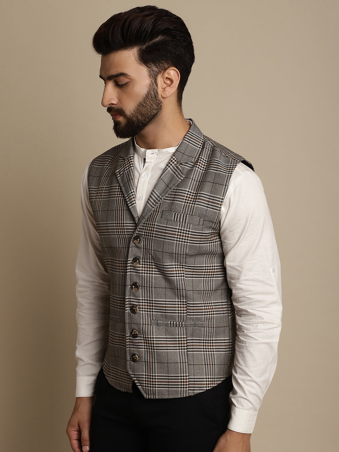 Even Apparels Men's Brown Waistcoat with Notched Lapel - Grab2buy