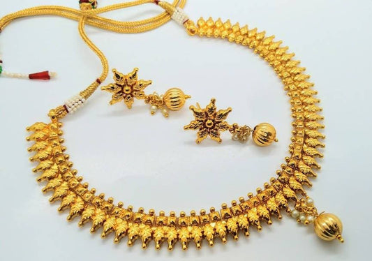Cute Short Gold Necklace Set Grab2Buy Mokshi Collections Grab2Buy