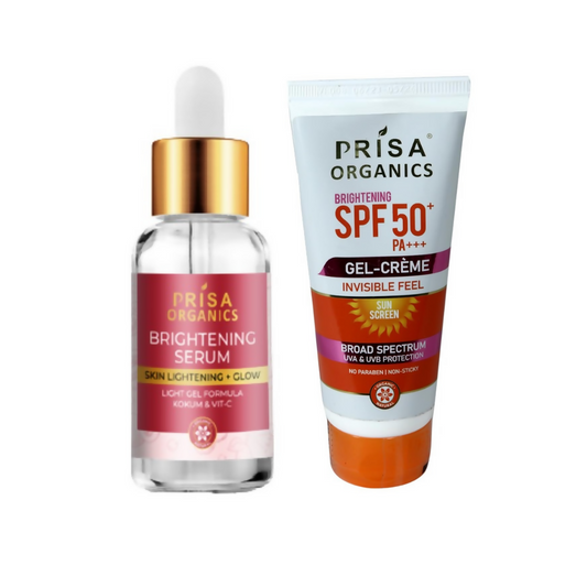 Prisa Organics Brightening Face Serum and Brightening Sun Screen SPF 50 PA+++ Combo