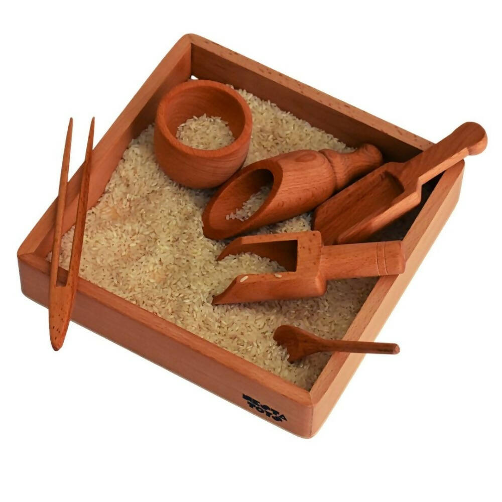 Nesta Toys Sensory Wooden Toy Set with Montessori Tray - Beech Wood - Grab2buy