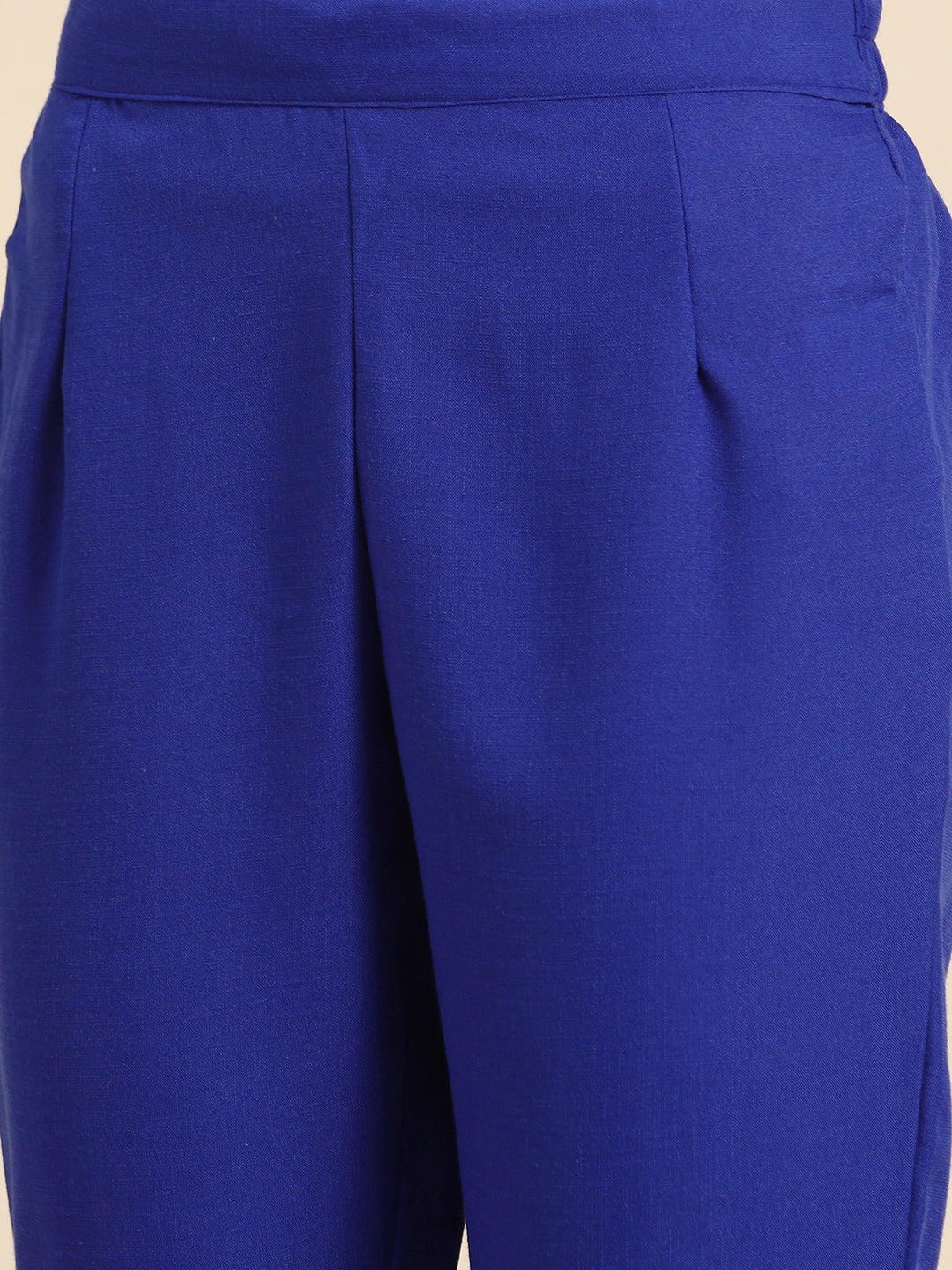 Sangria Women Navy Blue & White Printed A-Line Kurta with Trousers - Grab2buy