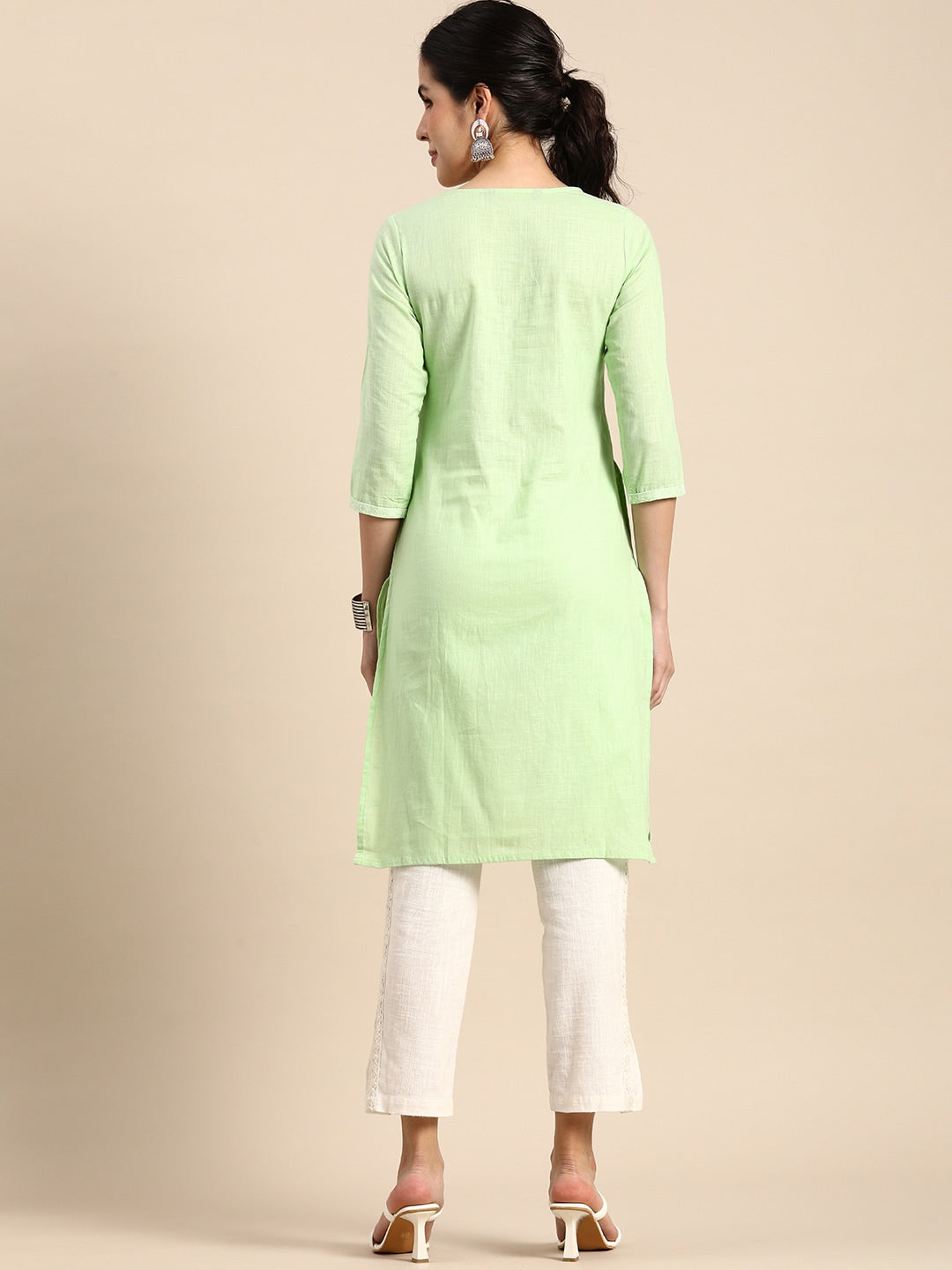 Sangria Women Ethnic Motifs Embroidered Mirror Work Kurta - Grab2buy