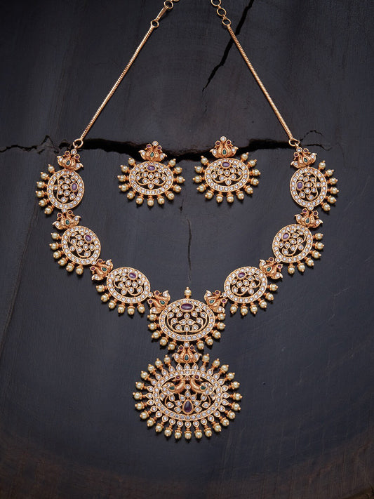 Kushal's Fashion Jewellery Gold-Plated Stone Studded Jewellery Set - Grab2buy