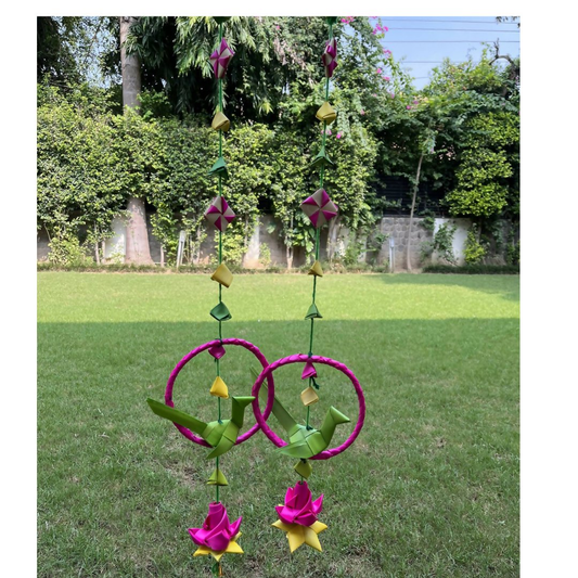 Shuddh Natural Hand Made Palm Leaf Parrot in Ring Hanging