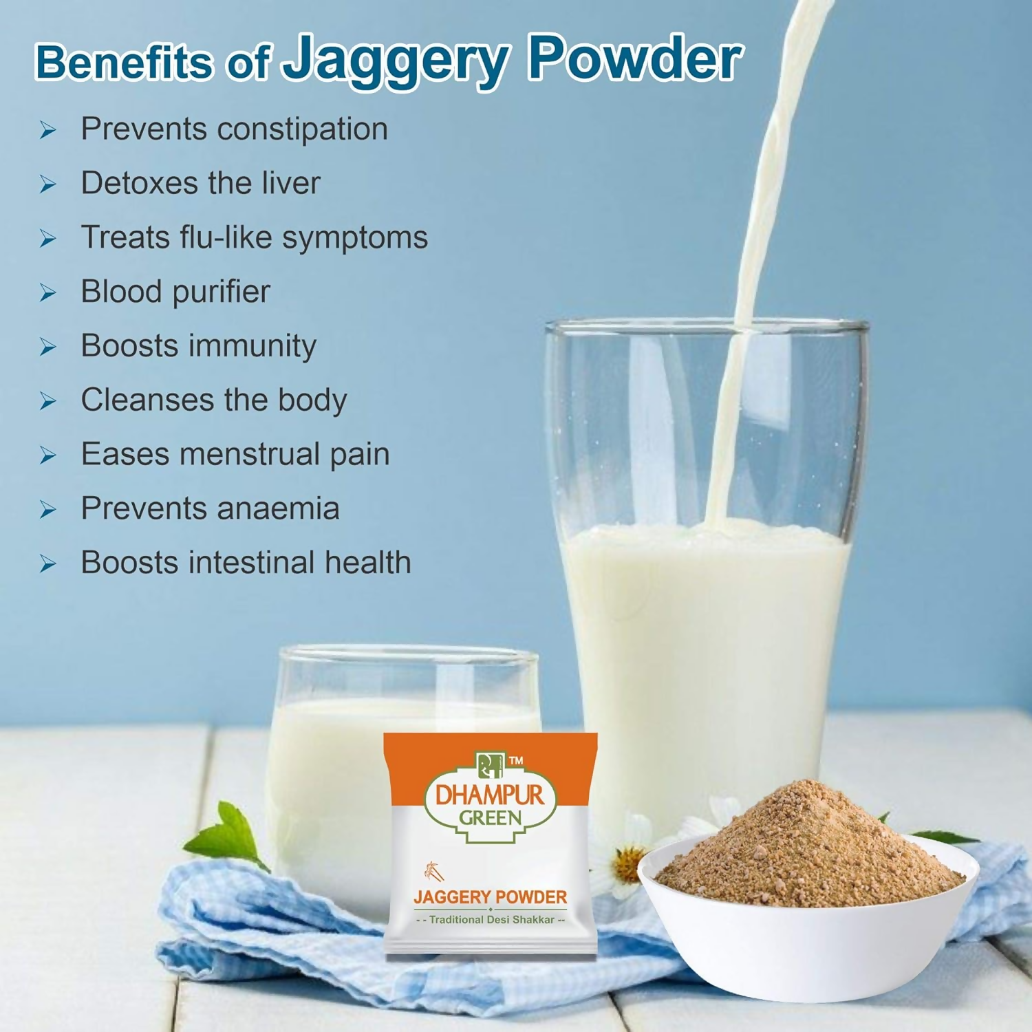Dhampur Green Jaggery Powder Sachets - Grab2buy