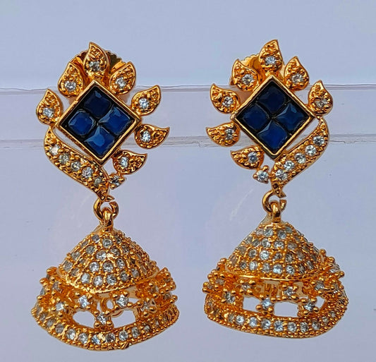 Blue AD Designer Jhumkas Grab2Buy Mokshi Collections Grab2Buy
