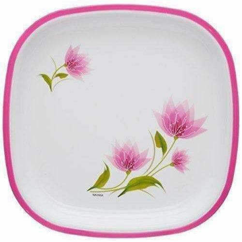 Pink Color Square Quarter Plate Set - 6 Plates Set - Grab2buy