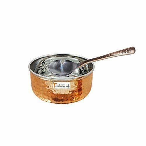 Handmade Steel Copper Serving Bowl and Spoon Set | Grab2Buy