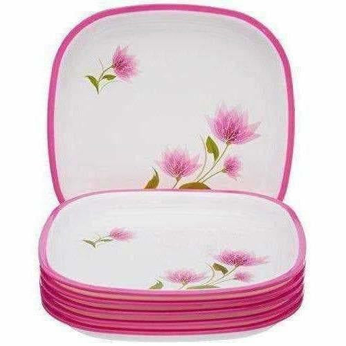 Pink Color Square Quarter Plate Set - 6 Plates Set - Grab2buy