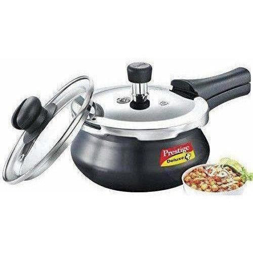 Induction Base Aluminum Pressure Cooker 2 Litres - Black Color - Grab2buy