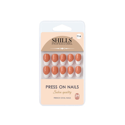 Shills Professional Reusable Press On Nails French Oval - SPN714