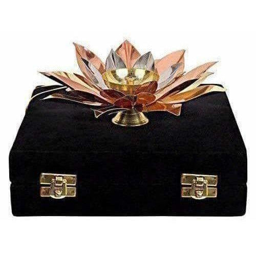 Copper Plated Lotus Design Diya - Grab2buy